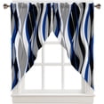 thumbnail image 2 of Ombre Swag Valance Curtains Abstract Geometric Ombre Gray Black And Blue Rod Pocket Kitchen Curtains Scalloped Window Treatment Valances Swag Curtains For Living Room 1 Pair 36"w X 63"l, 2 of 8