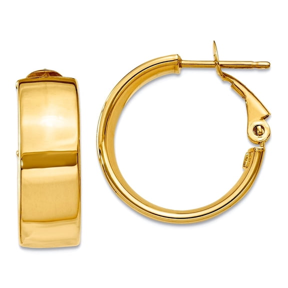 10k Solid Yellow Gold Polished 6.75mm Omega Back Hoop Earrings 19.5x19.5mm Wide 6.75mm Thick Hoop Earring for Women