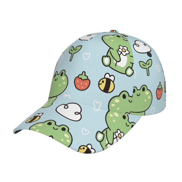 Balery Cute Floral Frog Gorra de béisbol de tamaño ajustable para correr, entrenar y actividades al aire libre. Gorra de papá para todas las estaciones.