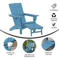 thumbnail image 4 of Flash Furniture Halifax HDPE Adirondack Chair with Cup Holder and Pull Out Ottoman, All-Weather HDPE Indoor/Outdoor Lounge Chair in Blue, Set of 2, 4 of 13