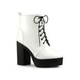 thumbnail image 1 of Unique Bargains Women's Zip Platform Chunky Heel Combat Boots, 1 of 8