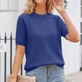 thumbnail image 5 of Siminsem Womens Short Sleeve Pullover Knitted Shirt Crew Neck Fashion Sweater Tops Casual Elegant Lightweight Blouses Spring Summer 2026 Trendy Outfits, Blue, 2XL, 5 of 7