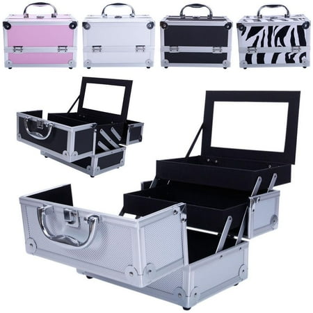 Pink Medium Storage Bin - Ktaxon Profassional Makeup Train Case Aluminum Jewelry Storage Box Lockable Cosmetic Organizer