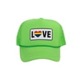 thumbnail image 1 of Gravity Threads LGBTQ+ Love Rainbow Heart Patch Trucker Hat - Neon Green, 1 of 2