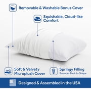 Sealy Huggable Support Bed Pillow, Standard- Soft Velvety Cover, Squishable Comfort (2 Count)