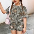 thumbnail image 5 of Grblisyd Girls Two Piece Sets Camo Maple Leaf Print Clothes Loose Short Sleeve Crew Neck Tshirts and Elastic Waist Shorts Casual Summer Outfits Size 7-8, 5 of 6