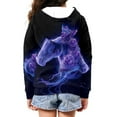 thumbnail image 4 of Uourmeti Purple Horse Galaxy Rose Comfy Hooded Sweatshirt with Pockets Long Sleeve Loose Casual Pullover for Youth Girls Size 10-12, 4 of 7