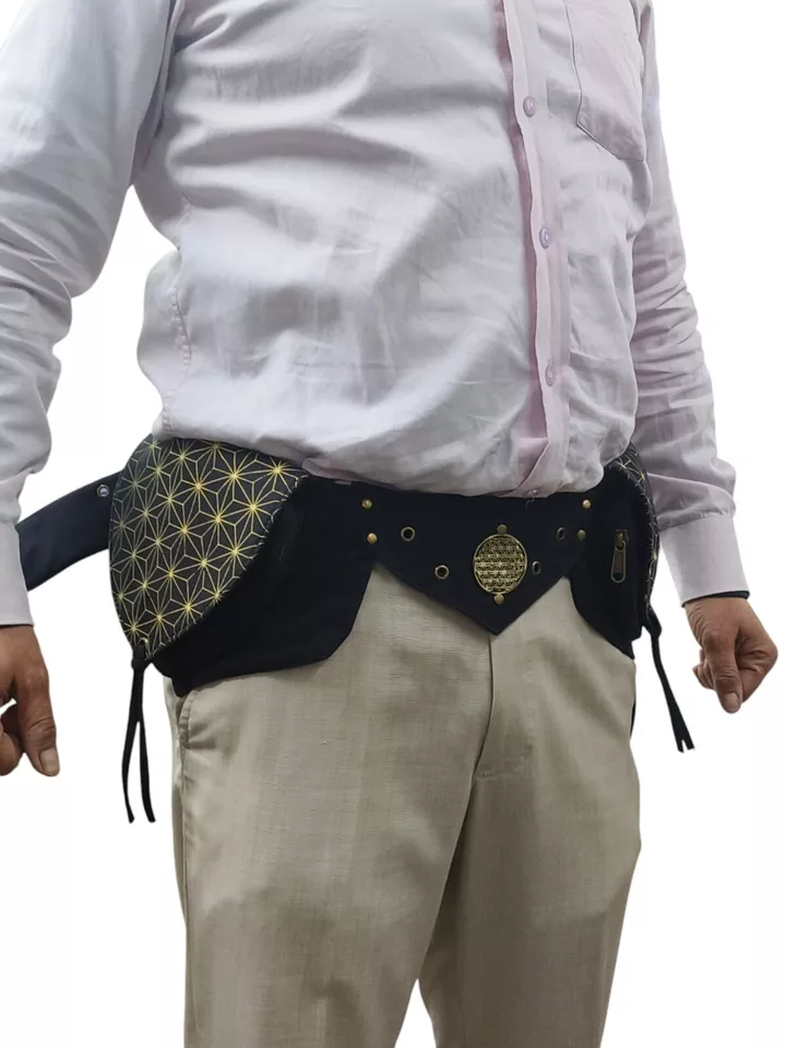 Narayani Crafts Unisex Fanny Pack Utility Waist Bag Cotton Canvas Hip Belt with Pouch Pockets