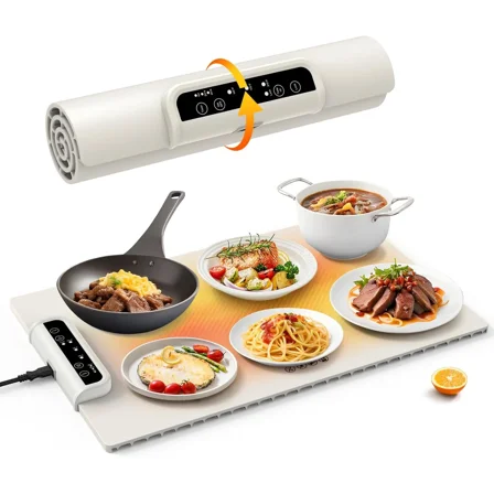 Portable Food Warming Mat, Electric Warming Tray Full Surface Heating to Keep Food Warm or Thawing, Versatile Food Warmer with Adjustable Temperature for Parties Buffets Gatherings Holidays Daily Use