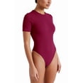 thumbnail image 7 of Vafful Bodysuits for Women Short Sleeve Going Out Outfits Shirts Body Suits Ribbed Knit Slim Fitted Button Down Tops Wine Red S, 7 of 7