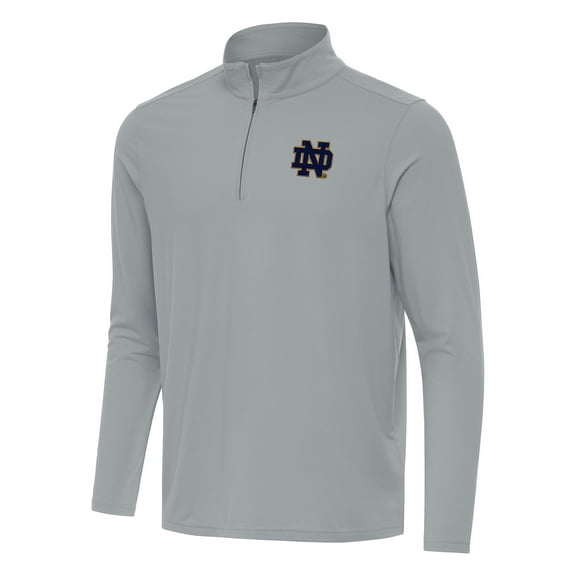 Men's Antigua Gray Notre Dame Fighting Irish Intent Quarter-Zip Top
