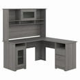 thumbnail image 1 of Bush Furniture Cabot 60W L Shaped Computer Desk with Hutch in Ash Gray, 1 of 5