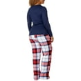 thumbnail image 2 of Echo Womens 2pc  Long Sleeve Top & Plaid Pajama Pant Set Small Navy, 2 of 2