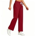 thumbnail image 2 of CHGBMOK Linen Pants for Women Drawstring High Waisted Wide Leg Pants Casual Loose Fit Trousers, 2 of 5