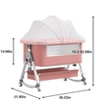 thumbnail image 2 of 3-in-1 Baby Bassinet Bedside Sleeper with Wheels, Mosquito Net, Mattress and Storage Basket, 2 of 7
