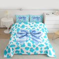 thumbnail image 2 of Homewish Blue Cartoon Bowknot Full Size Comforter Sets for Kids, Princess Ribbon Style Bedding Comforter Set, Modern Cheetah Print Reversible Bedding Sets, Lightweight Room Decor, 3-Piece, 2 of 8