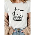 thumbnail image 1 of Women's Pacha Dog Sitting Pattern Summer Casual Round Neck Short T-Shirt, 1 of 8