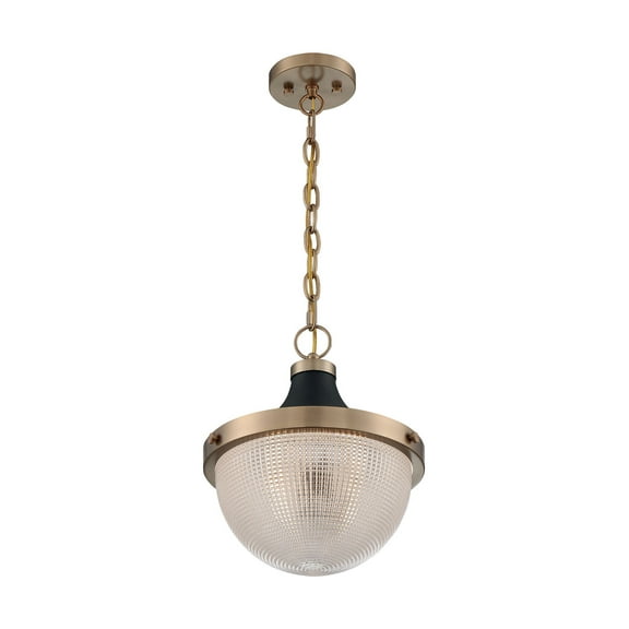 60/7060-Nuvo Lighting-Faro-1 Light Large Pendant in Transitional Style-12.63 Inches Wide by 14.13 Inches High-Burnished Brass/Black Finish