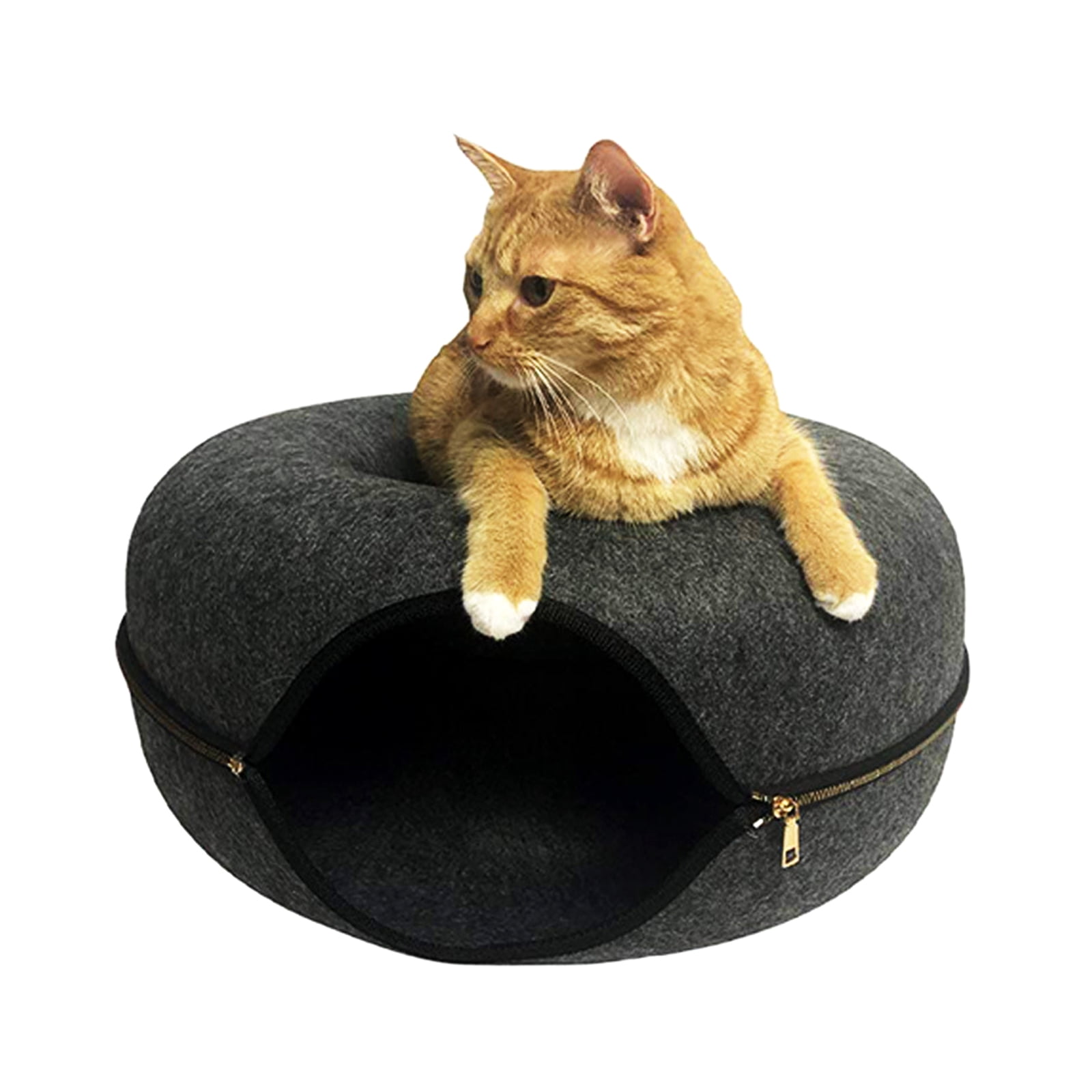 Round Tunnel Bed for Cats Removable Soft Felt Tube Cat Toy with Peephole