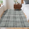 thumbnail image 2 of HIWEAVER Gray Green 9' x 12' Distressed Neutral Plaid Area Rug for Living Room Washable Non Slip Modern Checked Indoor Carpet for Bedroom Decor Low Pile Farmhouse Floor Cover, 2 of 7