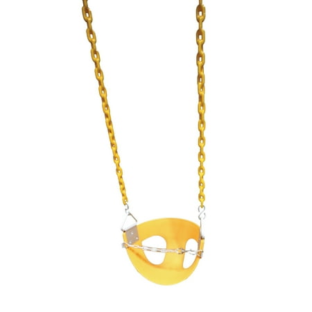 Gorilla Playsets Half Bucket Toddler Swing, Yellow with Yellow Chains