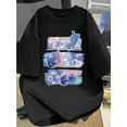 thumbnail image 1 of T-Shirt Mi-Long à Manches Courtes Style Simple pour Hommes et Femmes avec Imprimé Chat, 1 of 6