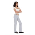 thumbnail image 4 of Forever 21 Women's Jersey Fold Over Waist Pants with Graphic Detail, Flare Leg Lounge Pants, Stretch Casual Everyday Comfort Style, Grey, XXS-4X, 4 of 6