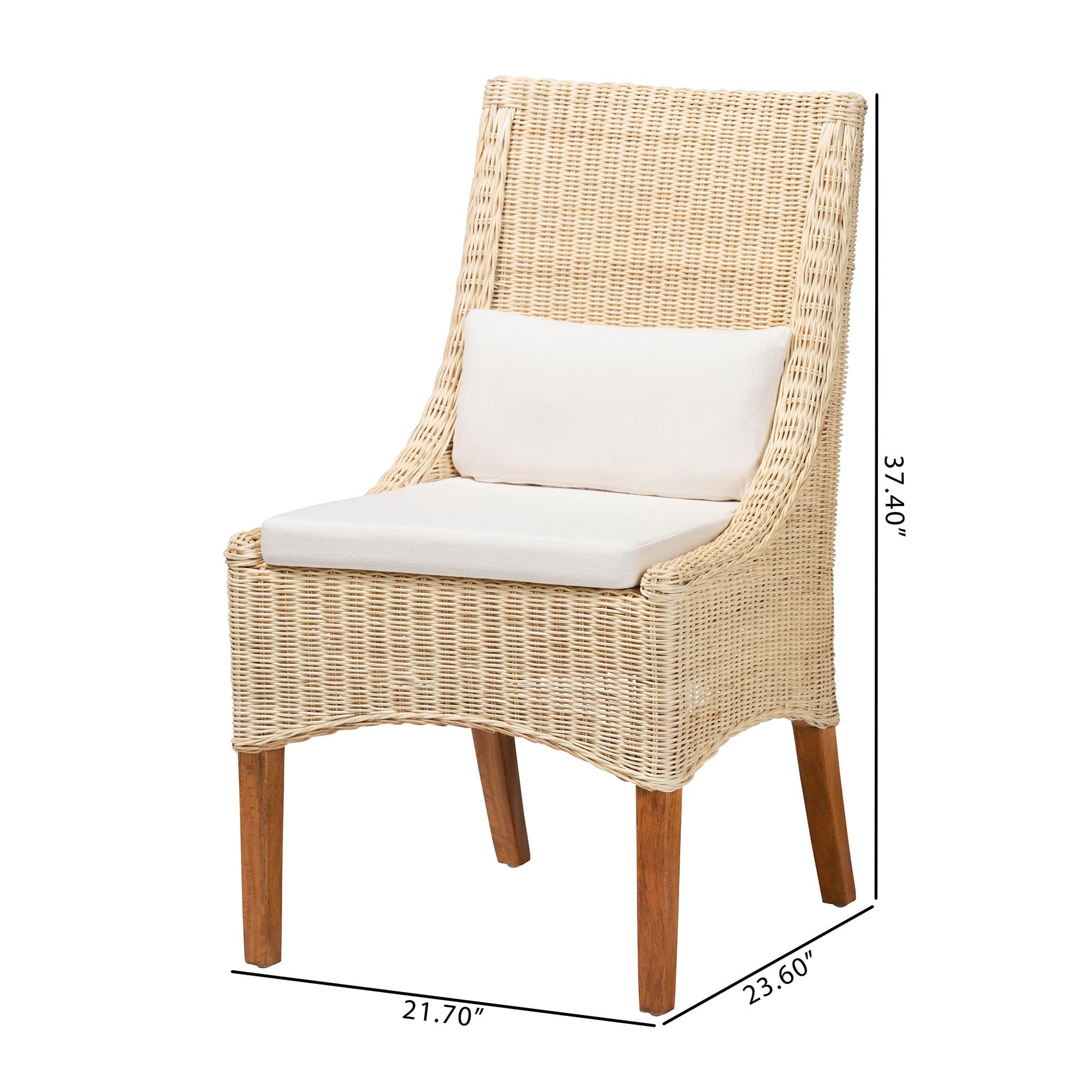 bali & pari Haybourne Boho Dining Chair, 2-Piece, Natural Rattan