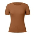 thumbnail image 5 of oqasdz Sweaters for Women Short Sleeve Crewneck T Shirt Summer Ribbed Knit Slim Fit Basic Solid Color Tee Tops Casual Cozy Daily Wear, 5 of 6