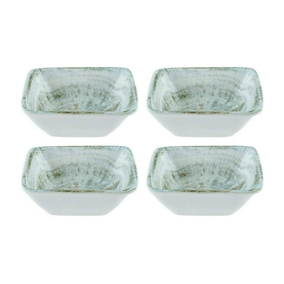 Odette 3.5" x 3.5" x h:1.25" 1 oz. Square Decorated Porcelain Ramekin (Set of 4)