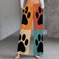thumbnail image 2 of Paw Prints in Color Women's Casual Wide Leg Pants Comfort Pockets Elastic Waist Loose Fit Pants, 2 of 7