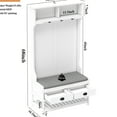 thumbnail image 5 of Modern Wooden Hallway Hall Tree With 2 Storage Drawers, 4 Coat Rack And Padded Seat, Entryway Shoe Bench Shelf Multifunctional , Seat Cushion Top Shelf, White, 5 of 6