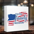 thumbnail image 4 of Zomyto 7x7 In 4th of July Independence Day Wood Decor,USA Flag Faith Family Freedom Wooden Box Sign, 4 of 7