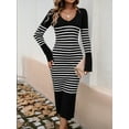 thumbnail image 4 of PHOESEN Sweater Maxi Dress for Women Trendy Ribbed Knit Bodycon Dresses V Neck Long Sleeve Slim Fit Dresses, 4 of 7