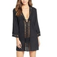 thumbnail image 2 of Women Swim Cover Up Long Sleeved Shirt Style Bikini Over Cardigan Lightweight Cover-Ups Black, 2 of 4