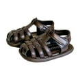 thumbnail image 2 of Fozruso Girls Sandals Toddler Casual Outdoor Roman Shoes Soft Sole Breathable Comfortable Summer Spring Walking First Shoes,Sizes 4.5 Toddlers 6-9 Months(Brown), 2 of 5