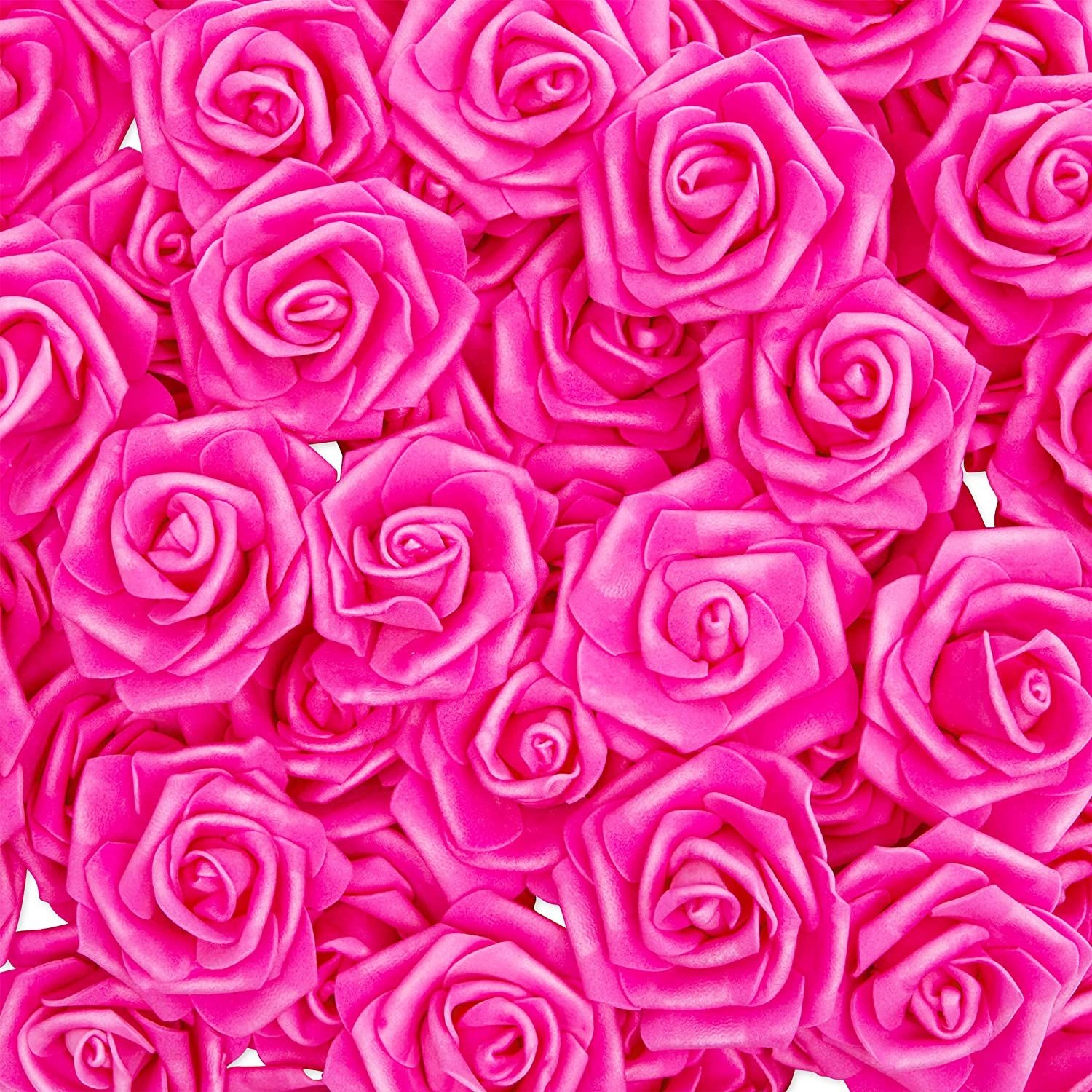 100 Pack Pink Roses Artificial Flowers, 3 Colors, 3x1.2 In Foam Flower Heads for Decoration, Wedding Centerpieces, Crafts, Wall Backdrops, Bridal Shower Decorations, DIY Arrangements