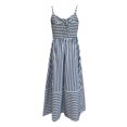 thumbnail image 4 of XDZJLR Robes pour Femmes Col en V Rayé à Bretelles Mode Détente Robe Sans Manches, 4 of 5