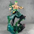 thumbnail image 2 of GK LX MAX Figura de Estatua de 3 Cabezas con Efectos Especiales Verdes, One Piece, Zoro, Modelo de Anime, colección de muñecos, 31,5 cm, 2 of 5