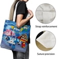 thumbnail image 3 of Robocar Poli Bolso de tela con estampado de lienzo para mujer, bolsa de compras reutilizable y estética, con cremallera interior, regalo para mujer,40*40cm., 3 of 6