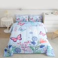thumbnail image 2 of Homewish Kawaii Spring Animal Full Size Comforter Sets for Teen, Cute Garden Butterfly Bedding Comforter Set, Blue Cartoon Theme Reversible Bedding Sets, Luxury Bedroom Decor, 3 Pieces, 2 of 8