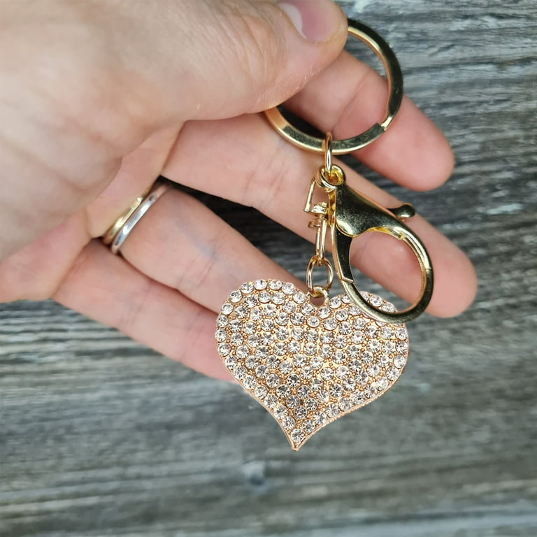 RILY ハートキリング 1 PCS Rhinestone Heart Keychain Glitter Crystal Heart Lock Key