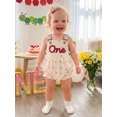 thumbnail image 4 of Loicainy Infant Baby Girl 1st Birthday Overall Romper 6 12 18 Months Letter Embroidery Sleeveless Bodysuit, 4 of 9