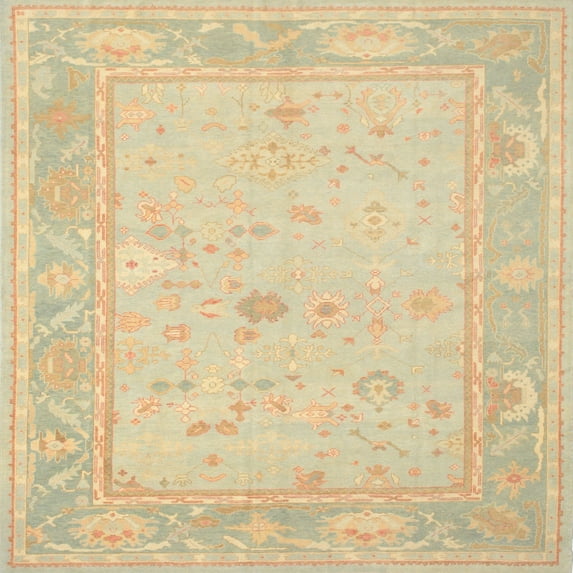 Ahgly Company Indoor Square Traditional Brown Gold Oriental Area Rugs, 7' Square