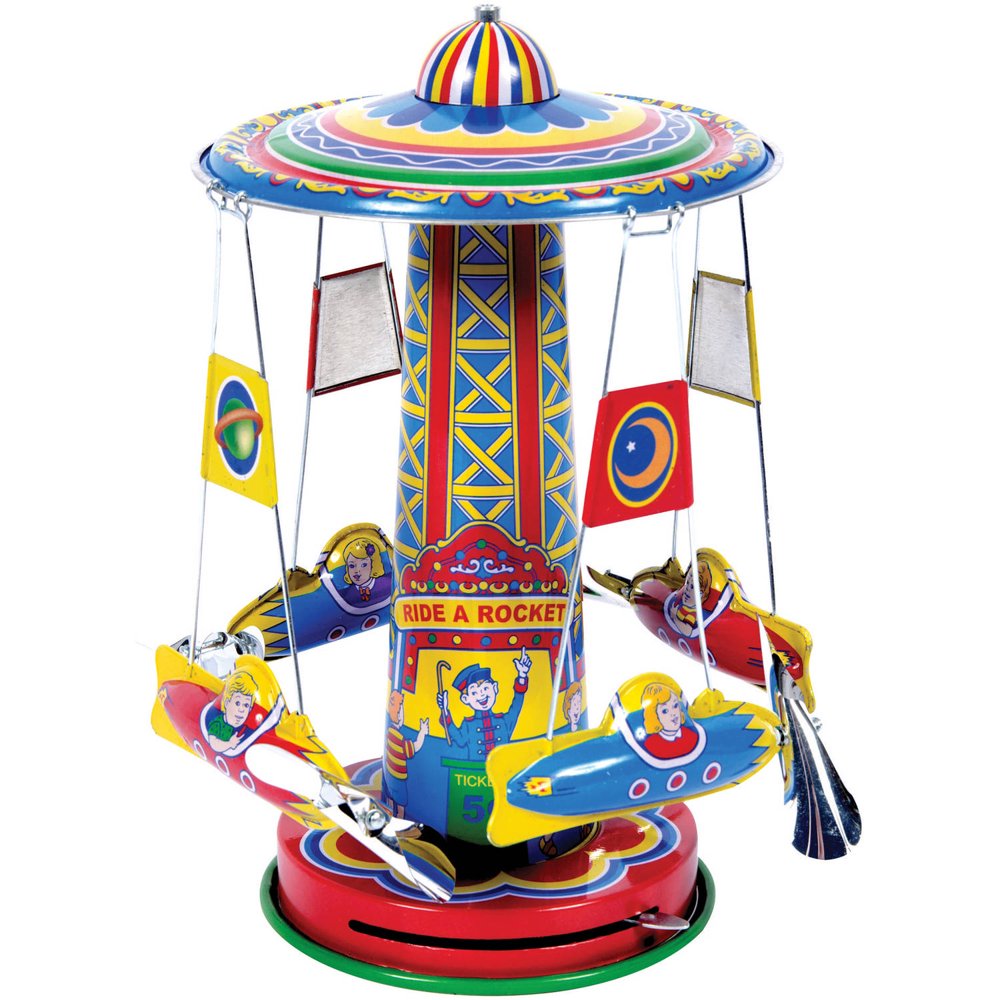 Schylling Rocket Ride Tin Carousel Collectible