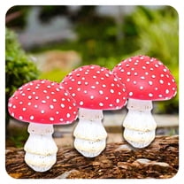 ICERUN 3Pcs Garden Statues,Resin Luminous Mushroom Sculpture Garden Decorations,Sparkle Glow Detail Mushroom Outdoor Statues,Style2