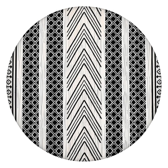 Large Diameter Bohemian Round Tablecloth, Colorful Floral Print with Elastic Hem, Fits Tables Up to 56 Inches for Parties