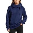 thumbnail image 5 of CAIVO Long Sleeve Hoodies For Women Casual Solid Color Pullover Hoodie With Thumb Hole High Neck Side Pockets Sweatshirt Tops Cold Weather Dailywear, 5 of 5
