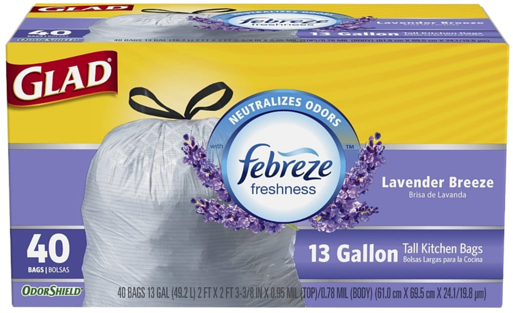 Tall Kitchen Drawstring Trash Bags – 13 Gallon Trash Bag, Fresh Clean Scent with Febreze Freshness – 80 Count (Package May Vary)