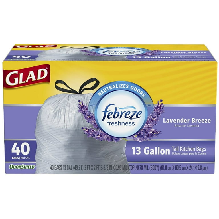 HygiCare Tall Kitchen Drawstring Trash Bags - 13 Gallons, 200 Count, Super  Strong, Lavender Scent, Odor Control, Leakproof, Interleaved on Rolls